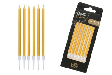 СВЕЧИ НА РОЖДЕНИЕ УКРАШЕНИЕ ТОРТА ДЛИННЫЕ ПРЯМЫЕ ЗОЛОТЫЕ 10x