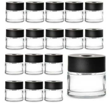 Pojemnik szklany dyfuzor zapachowy 60ml okrągły czarny 40 sztuk zestaw DIY