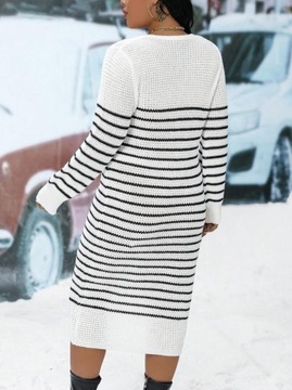 SHEIN Essnce Plus biała Sukienka swetrowa w paski 44