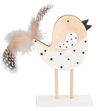 ДЕРЕВЯННАЯ ПТИЦА С ПЕРО ФИГУРКА ДЕКОРАЦИЯ