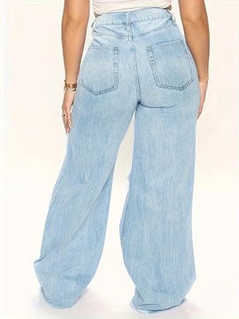 Dámske džínsové džínsy voľného strihu so širokým strihom so širokým lemom, XXL