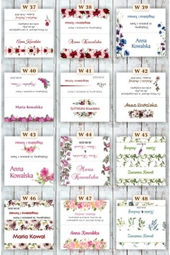 Winietki na stół ślubne 12 sztuki PAPIER PERŁOWY