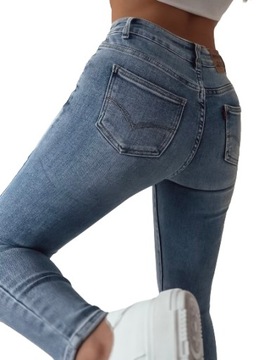 Jeansy M.Sara premium rurki niebieskie jasne skinny klasyczne elastyczne M