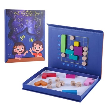 DREWNIANA UKŁADANKA GRA LOGICZNA KLOCKI MONTESSORI