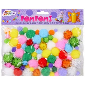 POMPONY KOLOROWE MIX POMPONIKI PLUSZOWE KULECZKI DEKORACYJNE OZDOBA 150szt