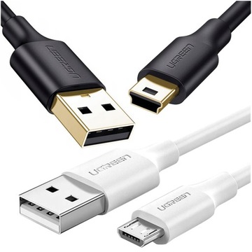 UGREEN KABEL USB - mini USB 480 Mbps 2m + KABEL USB - micro USB 0,25m