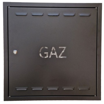 DRZWICZKI GAZOWE 80x120 CZARNE MAT STRUKTURA RAL 9005 NAPIS GAZ