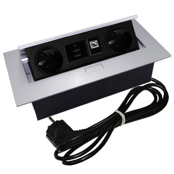GNIAZDO FLEXIPORT 2x230V+2xUSB+RJ45 CHOWANE W BLAT