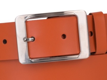 КОЖАНЫЙ Ремень женский широкий ОРАНЖЕВЫЙ 4см