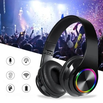 БЕСПРОВОДНЫЕ НАКЛОННЫЕ НАУШНИКИ BLUETOOTH MP3 MSD КАРТА МИКРОФОН ЦВЕТА RGB