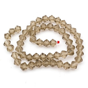 Koraliki Szklane, Bicone, Kolor: Jasnoszary 6mm 55szt/32cm/nić