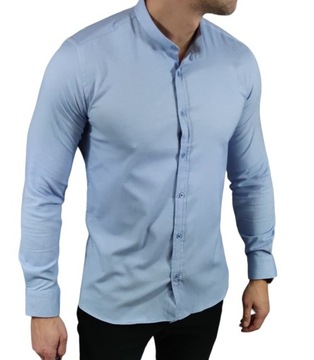 Koszula slim fit ze stójką błękitna EGO01 - M