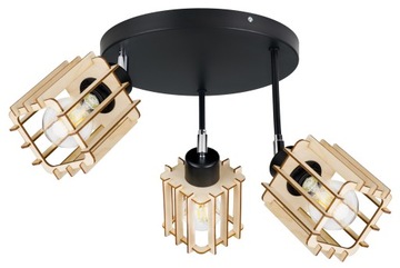 LAMPA PLAFON żyrandol Wysoka sufit KOSTKA Drewno