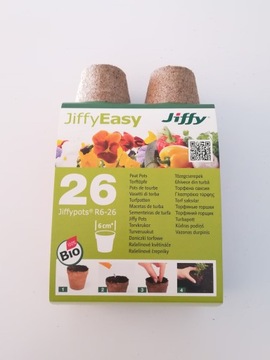 DONICZKI TORFOWE JIFFY EASY BIO 6cm 26szt OKRĄGŁE