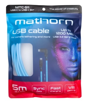 Mathorn MTC-511 5m 10Gbps 60W USB C-C90 ArcticBlue
