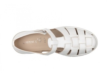 Caprice jasne damskie sandały białe ecru z zakrytymi palcami 42