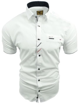 KOSZULA MĘSKA BIAŁA KRÓTKI RĘKAW SDN 672 M 39/40