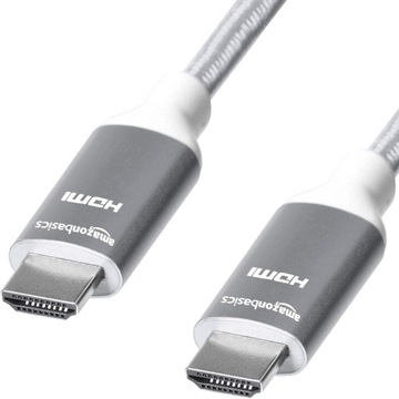 Kabel przewód HDMI pleciony JASNY SZARY 10,2 GBPS 1,8 M 4K 60Hz