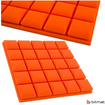 Звукоизоляционная акустическая пена, выпуклый куб 5см, кессоны на потолке, коврик.