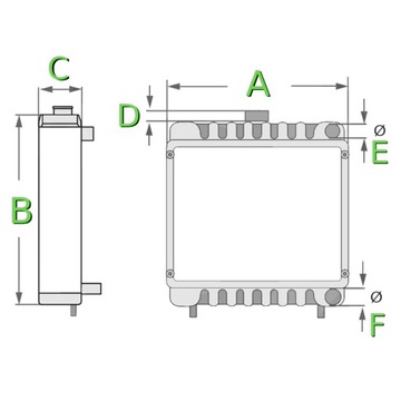 CHŁODNICA WODY JOHN DEERE 1640 1840 2040 2140 2350 2750