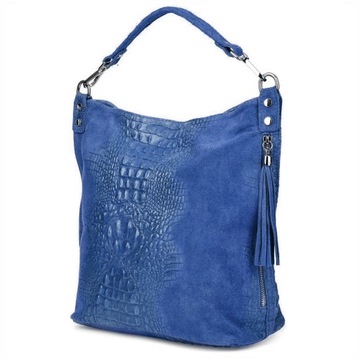 TOREBKA zamszowa shopper worek kroko C.JEANSOWA