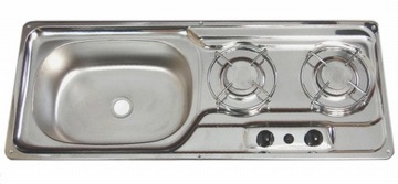 KUCHENKA DWUPALNIKOWA ZE ZLEWEM 800X320 MM Z PIEZO ZAPALARKĄ