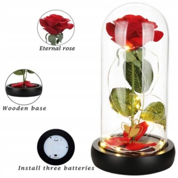 ВЕЧНАЯ РОЗА В КРАСНОМ СТЕКЛЕ В ПОДАРОЧНОЙ КОРОБКЕ