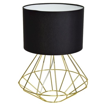 Lampa stołowa nocna metal tkanina czarno złota