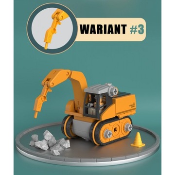 Мега-поворотный экскаватор для строительной площадки 5 в 1 XXL, набор WOOPIE DIY