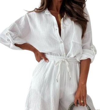 Муслиновый комплект, оранжевая рубашка и шорты