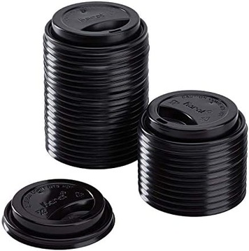 Wieczka Pokrywki dekle czarne do kubka papierowego 9cm 300/400/500ml 100szt