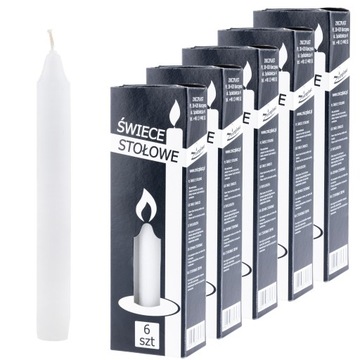 30x НАСТОЛЬНАЯ СВЕЧА, БЕЛАЯ, НАБОР 19см