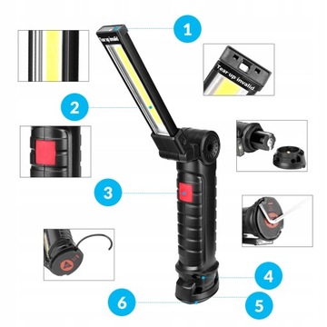 ЛАМПА ДЛЯ МАСТЕРСКОЙ МОЩНЫЙ СВЕТОДИОДНЫЙ ФОНАРЬ 150ЛМ + МАГНИТ