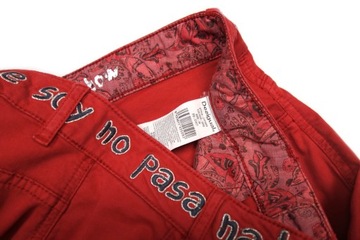 DESIGUAL Damskie Czerwone Spodnie Logo XS 34 S 36 Pas 72cm