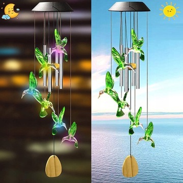 СОЛНЕЧНАЯ САДОВАЯ ЛАМПА-ГИРЛЯНДИЯ ПОДВЕСНАЯ СВЕТОДИОДНАЯ РАЗНОЦВЕТНАЯ ПТИЦА HUMMINBRA