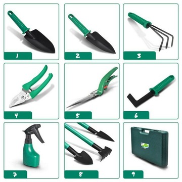 НАБОР 10в1 садовая лопата грабли мотыга когти секаторы в чемодане XXL