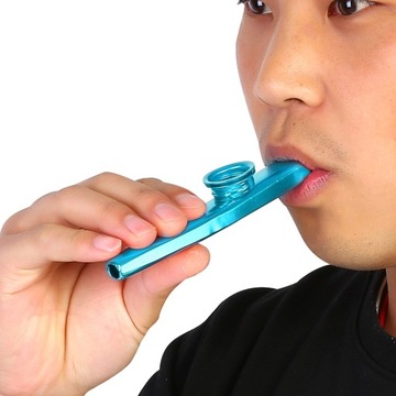 прочный металлический музыкальный инструмент с флейтой казу и ртом (синий)