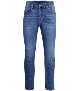 Klasyczne męskie spodnie granatowe jeansy z prostą nogawką 36