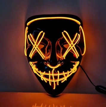 Maska Halloween LED Kolor Pomarańczowy - Prezent
