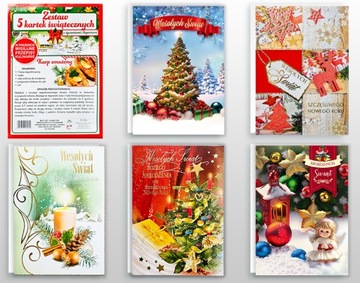 Karnet Świąteczny Świecki z kopertami ZESTAW 5 sztuk Boże Narodzenie
