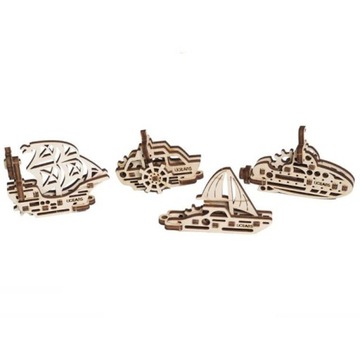 Ugears U-Fidgets Statki 4 Modele 3D Mini