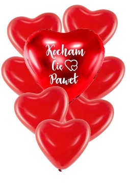 Balony serca Kocham Cię + Imię prezent walentynki