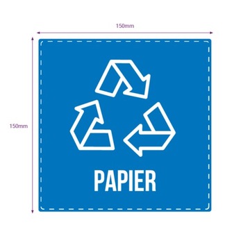 Naklejka recykling segregacja PAPIER 15cm