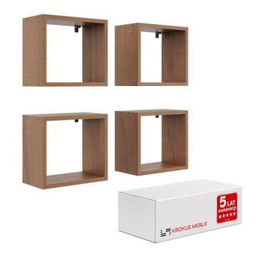 KOMBINACJA SZAFEK ŚCIENNYCH PÓŁKI WISZĄCE CUBE NR 30 DO BIURA ORZECH 4 SZT