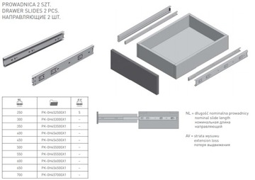 Prowadnica kulkowa H-45, L- 450 mm GX GTV