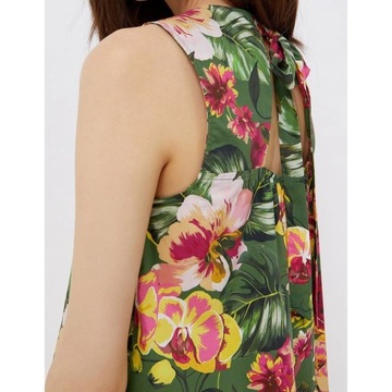 Bluzka Liu Jo koszula damska bez rękawów w kwiaty luźna zielona r. 34