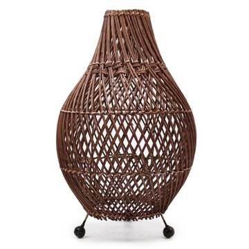 Rattanowa Lampa Stołowa Ciemnobrązowa