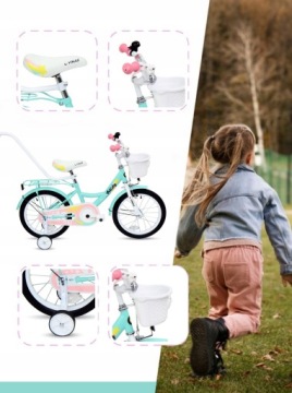 ДЕТСКИЙ ВЕЛОСИПЕД 16 дюймов ДЛЯ ДЕВОЧКИ КОРЗИНА + НАПРАВЛЯЮЩИЙ БЕСПЛАТНО