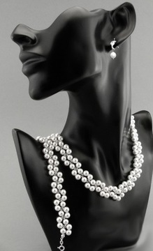ARSYLION ślubna bransoletka białe perły kryształki