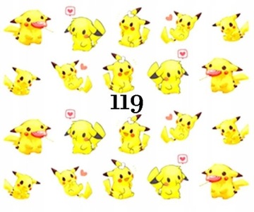 Naklejki wodne na paznokcie na PIKACHU - nr 119